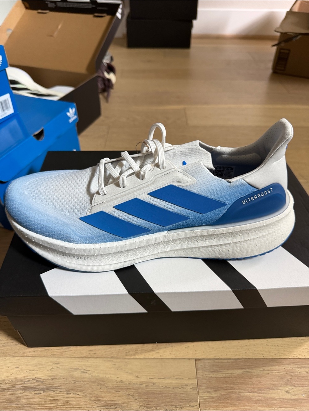adidas Light Boost Men's Running Shoes - Blue/White - Picture 2 of 4